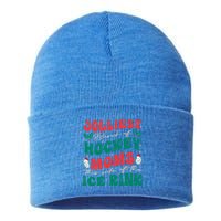 Jolliest Bunch Of Hockey Moms Retro Christmas Hockey Moms Gift Sustainable Knit Beanie