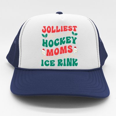 Jolliest Bunch Of Hockey Moms Retro Christmas Hockey Moms Gift Trucker Hat