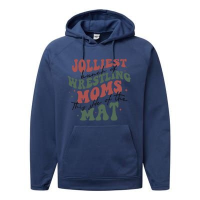 Jolliest Bunch Of Wrestling Moms This Side Of The Mat Xmas Performance Fleece Hoodie