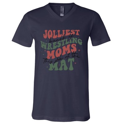 Jolliest Bunch Of Wrestling Moms This Side Of The Mat Xmas V-Neck T-Shirt