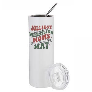 Jolliest Bunch Of Wrestling Moms This Side Of The Mat Xmas Stainless Steel Tumbler