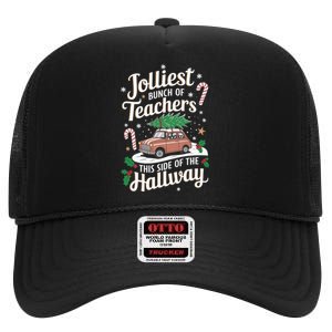 Jolliest Bunch Of Teachers This Side Of The Hallway Xmas High Crown Mesh Back Trucker Hat