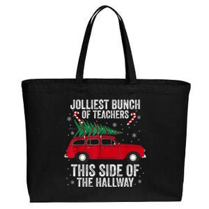 Jolliest Bunch Of Teachers This Side Of The Hallway Xmas Cotton Canvas Jumbo Tote