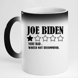 Joe Biden One Star Review Very Bad Would Not Recommend 11oz Black Color Changing Mug