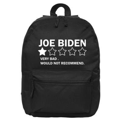 Joe Biden One Star Review Very Bad Would Not Recommend 16 in Basic Backpack