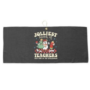 Jolliest Bunch Of Teachers This Side Of The Playground Xmas  Large Microfiber Waffle Golf Towel