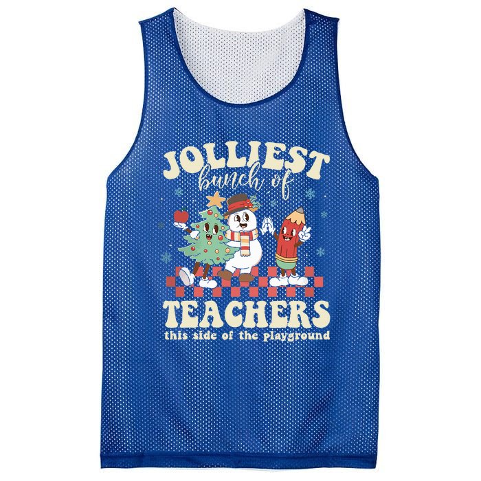 Jolliest Bunch Of Teachers This Side Of The Playground Xmas  Mesh Reversible Basketball Jersey Tank