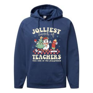 Jolliest Bunch Of Teachers This Side Of The Playground Xmas  Performance Fleece Hoodie