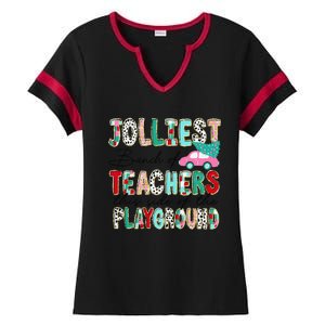 Jolliest Bunch Of Teachers This Side Of The Playground Xmas Ladies Halftime Notch Neck Tee