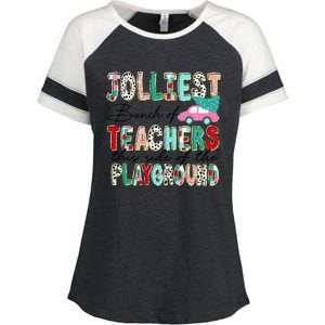 Jolliest Bunch Of Teachers This Side Of The Playground Xmas Enza Ladies Jersey Colorblock Tee