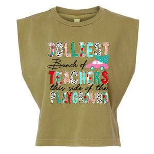 Jolliest Bunch Of Teachers This Side Of The Playground Xmas Garment-Dyed Women's Muscle Tee