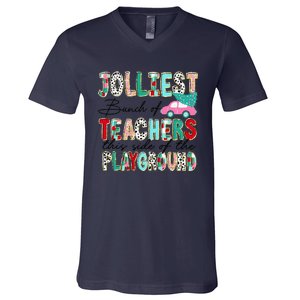 Jolliest Bunch Of Teachers This Side Of The Playground Xmas V-Neck T-Shirt