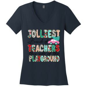 Jolliest Bunch Of Teachers This Side Of The Playground Xmas Women's V-Neck T-Shirt