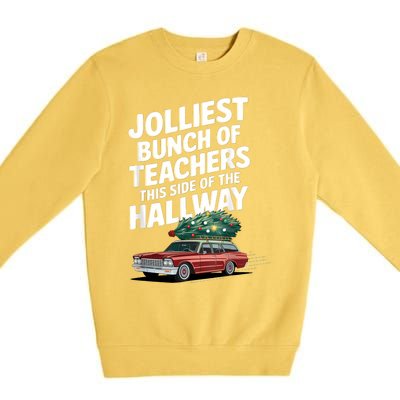 Jolliest Bunch Of Teachers This Side Of The Hallway Xmas Premium Crewneck Sweatshirt