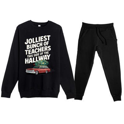 Jolliest Bunch Of Teachers This Side Of The Hallway Xmas Premium Crewneck Sweatsuit Set