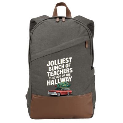 Jolliest Bunch Of Teachers This Side Of The Hallway Xmas Cotton Canvas Backpack