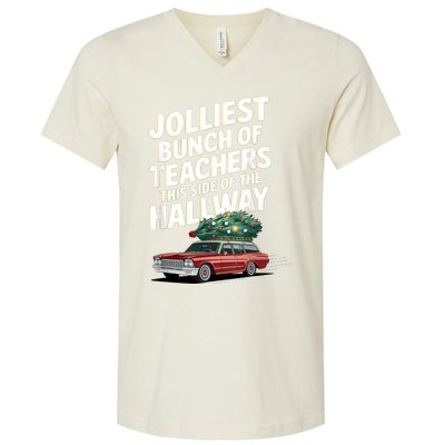 Jolliest Bunch Of Teachers This Side Of The Hallway Xmas V-Neck T-Shirt