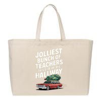 Jolliest Bunch Of Teachers This Side Of The Hallway Xmas Cotton Canvas Jumbo Tote