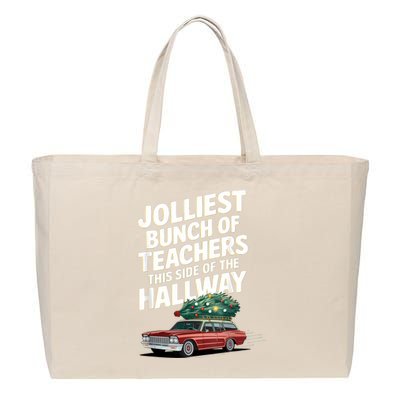 Jolliest Bunch Of Teachers This Side Of The Hallway Xmas Cotton Canvas Jumbo Tote