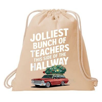 Jolliest Bunch Of Teachers This Side Of The Hallway Xmas Drawstring Bag