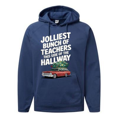 Jolliest Bunch Of Teachers This Side Of The Hallway Xmas Performance Fleece Hoodie