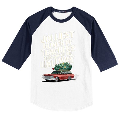 Jolliest Bunch Of Teachers This Side Of The Hallway Xmas Baseball Sleeve Shirt