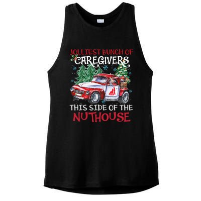 Jolliest Bunch Of Caregivers This Side Of The Nuthouse Xmas Great Gift Ladies PosiCharge Tri-Blend Wicking Tank