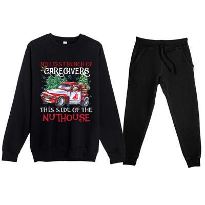 Jolliest Bunch Of Caregivers This Side Of The Nuthouse Xmas Great Gift Premium Crewneck Sweatsuit Set