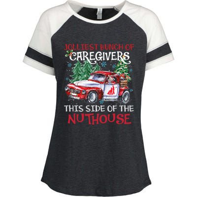 Jolliest Bunch Of Caregivers This Side Of The Nuthouse Xmas Great Gift Enza Ladies Jersey Colorblock Tee