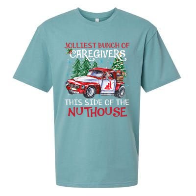 Jolliest Bunch Of Caregivers This Side Of The Nuthouse Xmas Great Gift Sueded Cloud Jersey T-Shirt