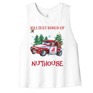 Jolliest Bunch Of Caregivers This Side Of The Nuthouse Xmas Great Gift Women's Racerback Cropped Tank