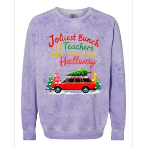 Jolliest Bunch Of Teachers This Side Of The Hallway Xmas Colorblast Crewneck Sweatshirt