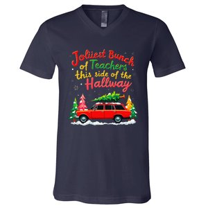 Jolliest Bunch Of Teachers This Side Of The Hallway Xmas V-Neck T-Shirt