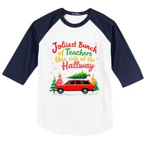 Jolliest Bunch Of Teachers This Side Of The Hallway Xmas Baseball Sleeve Shirt