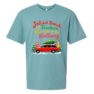 Jolliest Bunch Of Teachers This Side Of The Hallway Xmas Sueded Cloud Jersey T-Shirt