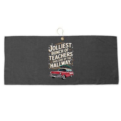 Jolliest Bunch Of Teachers This Side Of The Hallway Large Microfiber Waffle Golf Towel