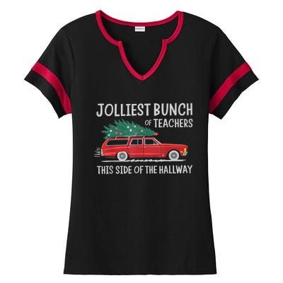 Jolliest Bunch Of Teachers This Side Of The Hallway Ladies Halftime Notch Neck Tee