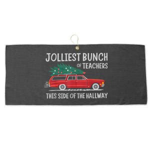 Jolliest Bunch Of Teachers This Side Of The Hallway Large Microfiber Waffle Golf Towel