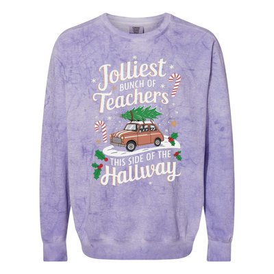 Jolliest Bunch Of Teachers This Side Of The Hallway Xmas Gift Colorblast Crewneck Sweatshirt