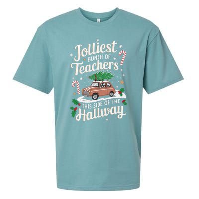 Jolliest Bunch Of Teachers This Side Of The Hallway Xmas Gift Sueded Cloud Jersey T-Shirt