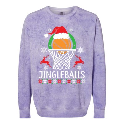 Jingleballs Basketball Player Merry Xmas Christmas Day Gift Colorblast Crewneck Sweatshirt