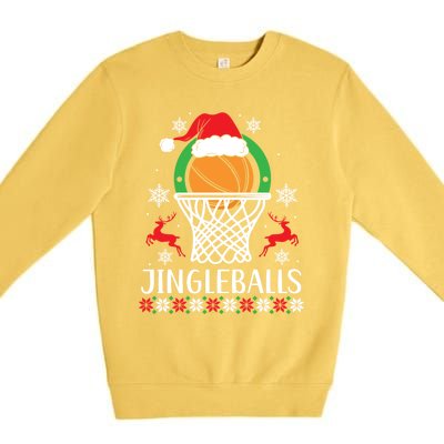 Jingleballs Basketball Player Merry Xmas Christmas Day Gift Premium Crewneck Sweatshirt