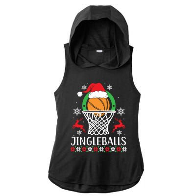 Jingleballs Basketball Player Merry Xmas Christmas Day Gift Ladies PosiCharge Tri-Blend Wicking Draft Hoodie Tank