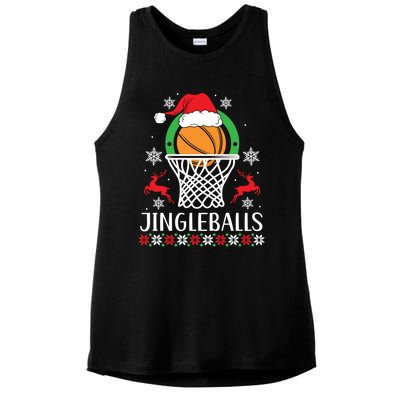 Jingleballs Basketball Player Merry Xmas Christmas Day Gift Ladies PosiCharge Tri-Blend Wicking Tank