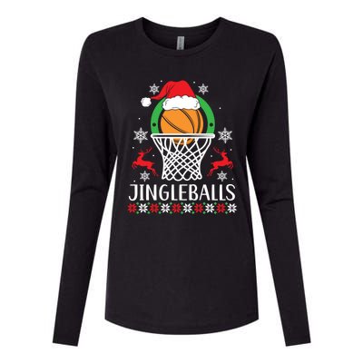 Jingleballs Basketball Player Merry Xmas Christmas Day Gift Womens Cotton Relaxed Long Sleeve T-Shirt