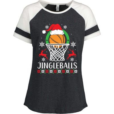 Jingleballs Basketball Player Merry Xmas Christmas Day Gift Enza Ladies Jersey Colorblock Tee