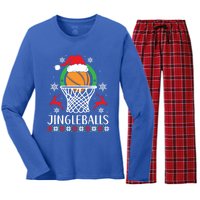 Jingleballs Basketball Player Merry Xmas Christmas Day Gift Women's Long Sleeve Flannel Pajama Set 