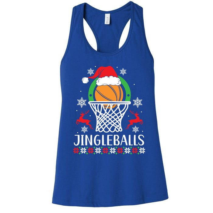 Jingleballs Basketball Player Merry Xmas Christmas Day Gift Women's Racerback Tank