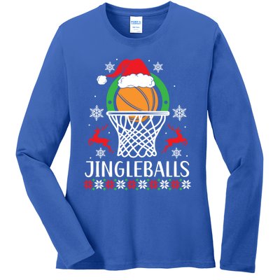 Jingleballs Basketball Player Merry Xmas Christmas Day Gift Ladies Long Sleeve Shirt