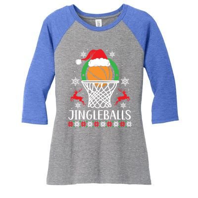 Jingleballs Basketball Player Merry Xmas Christmas Day Gift Women's Tri-Blend 3/4-Sleeve Raglan Shirt